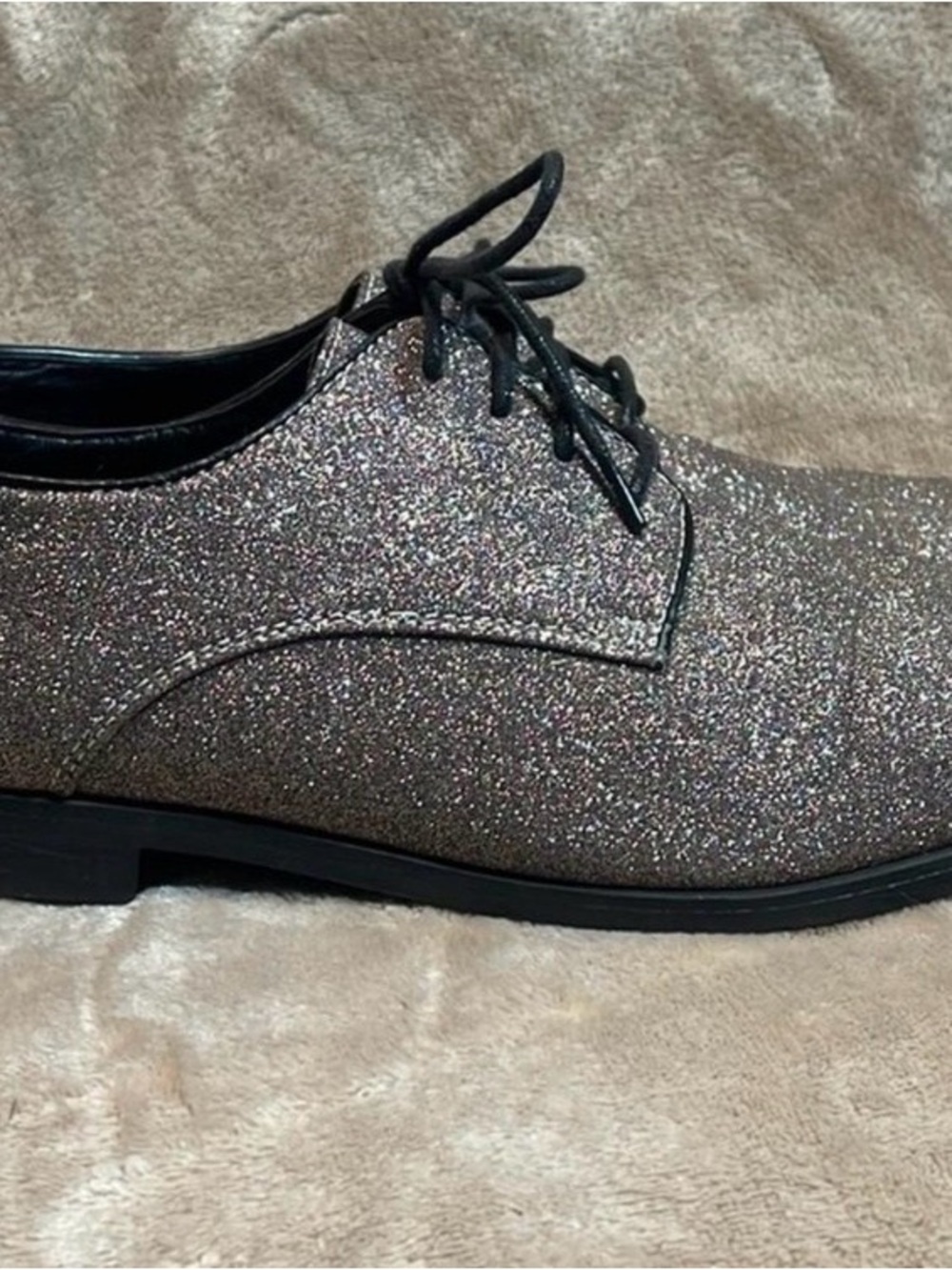 Men's sz 11 Amali shimmer 462 Glitter Lace-Up Dress Shoes - Black/Silver Sparkle
